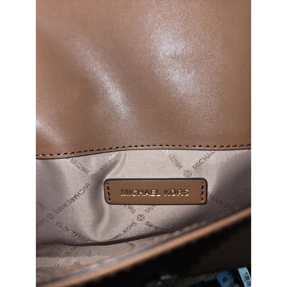 Michael Kors Brown Shoulder Bag Adjustable Strap Detachable Wallet Set Women